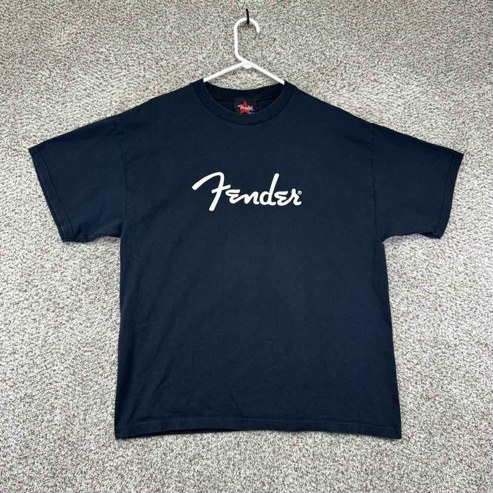 Vintage Fender Shirt Men's Size XL Black Short Sleeve Made In USA 100% Cotton